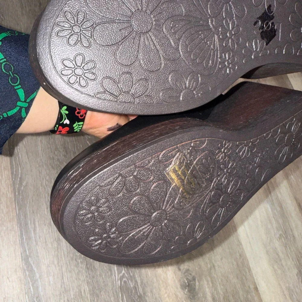 Born ankle strap wedge closed toe brown/black size 9M ankle strap womens leather - Picture 5 of 13